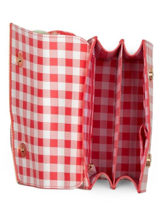 NEW Betsey Johnson Straw Handbag with Red Gingham & Strawberry Accents - Picture 7 of 9